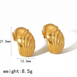 1 Pair Minimalist Classic Style Wide C Shape Stainless Steel  Gold Color Women's Stud Earrings h5 Picture3